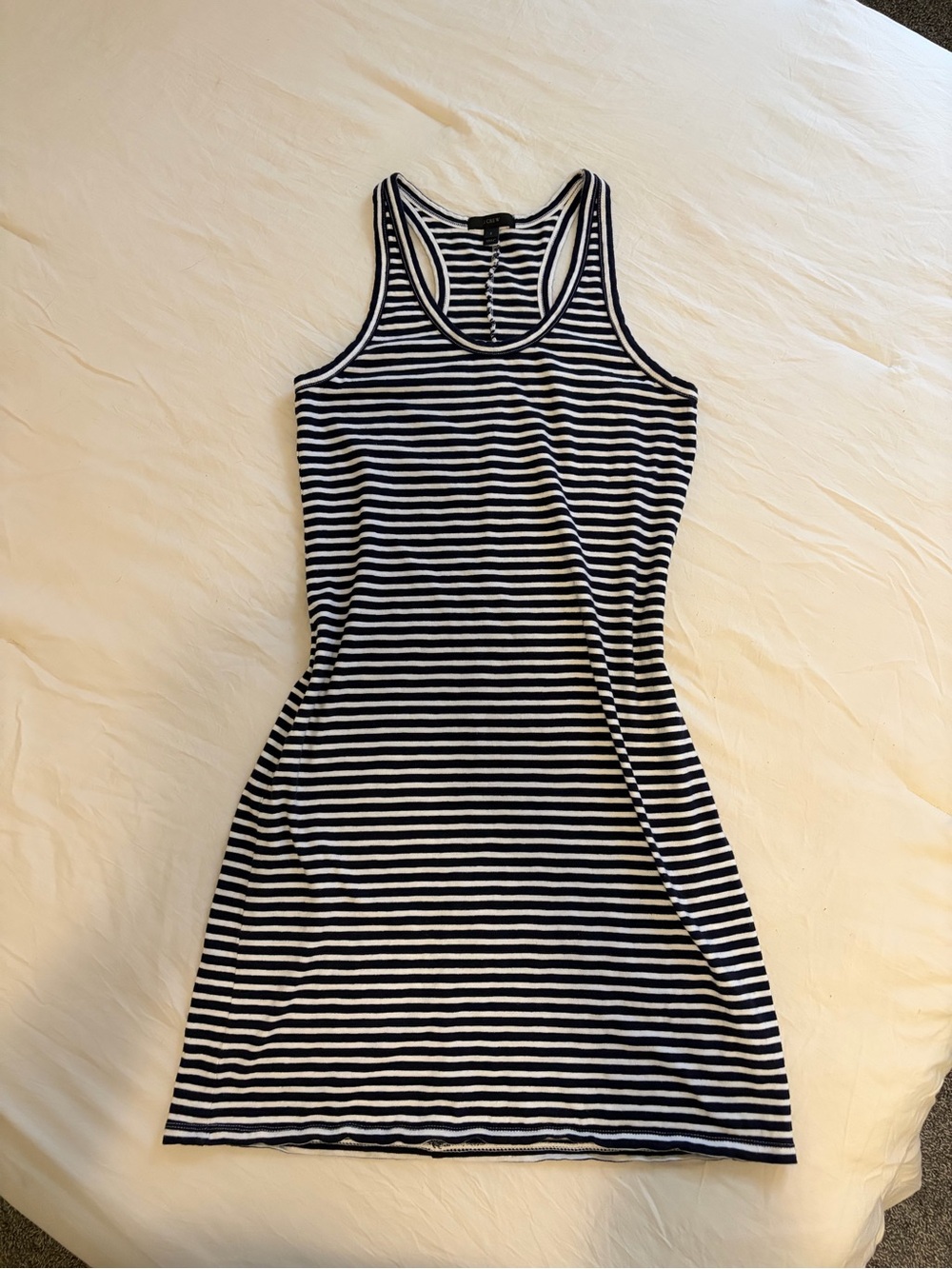 J. Crew Navy and White Striped Racerback Tank Dress